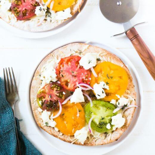 Healthy Pita Pizza with Goat Cheese A Couple Cooks
