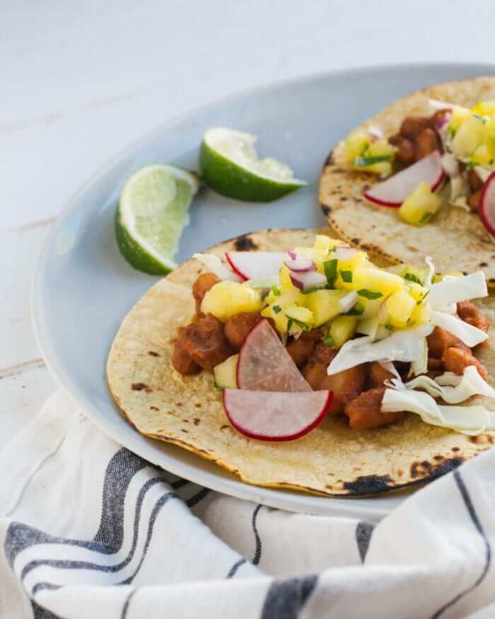 BBQ Bean Tacos with Pineapple Salsa A Couple Cooks