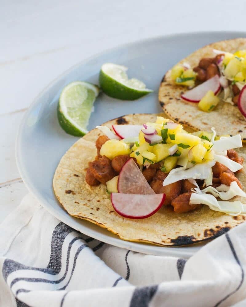 BBQ Bean Tacos with Pineapple Salsa | A Couple Cooks