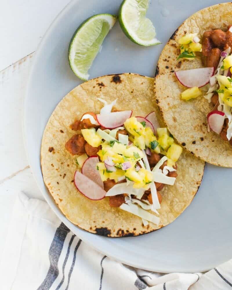 BBQ Bean Tacos with Pineapple Salsa | A Couple Cooks