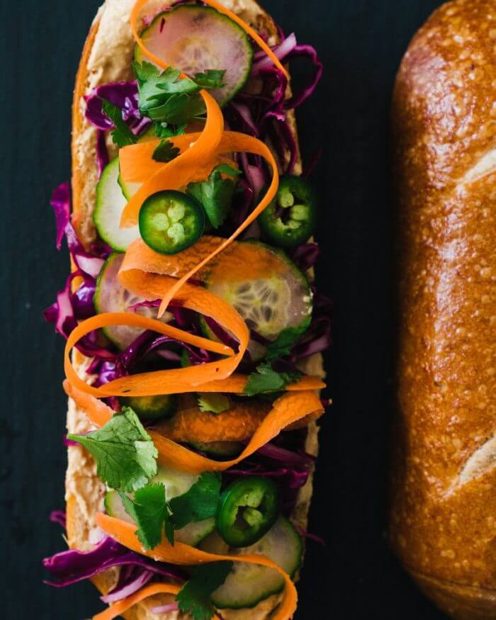 Vegan Banh Mi Sandwich with Ginger Lime Hummus | A Couple Cooks