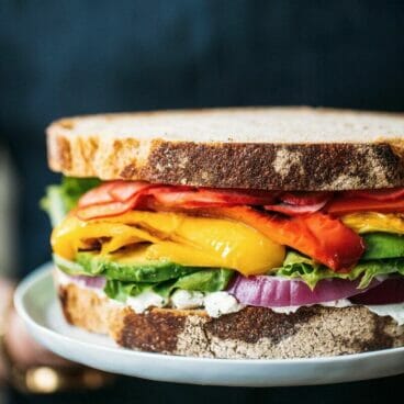 Ultimate Rainbow Vegetable Sandwich | A Couple Cooks via The Pretty Dish