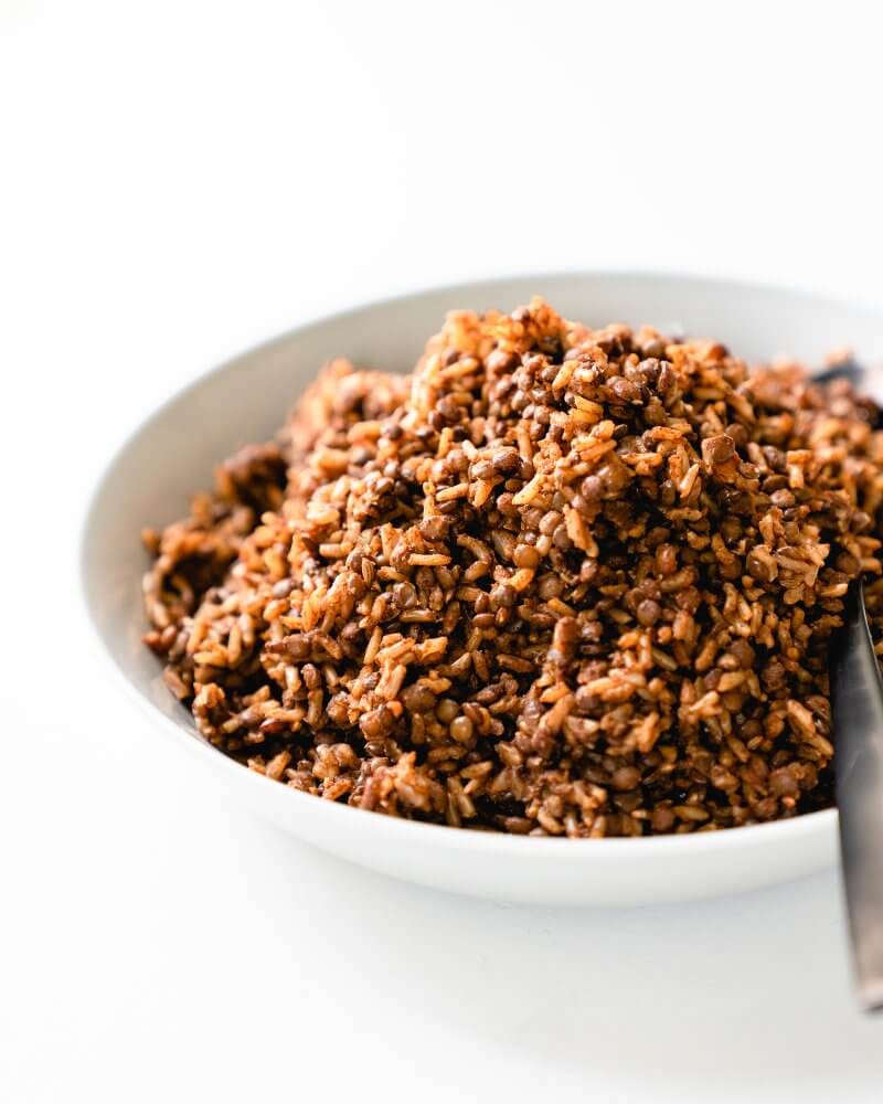 Smoky Instant Pot Lentils And Rice (Pressure Cooker) - 1/2 Recipe