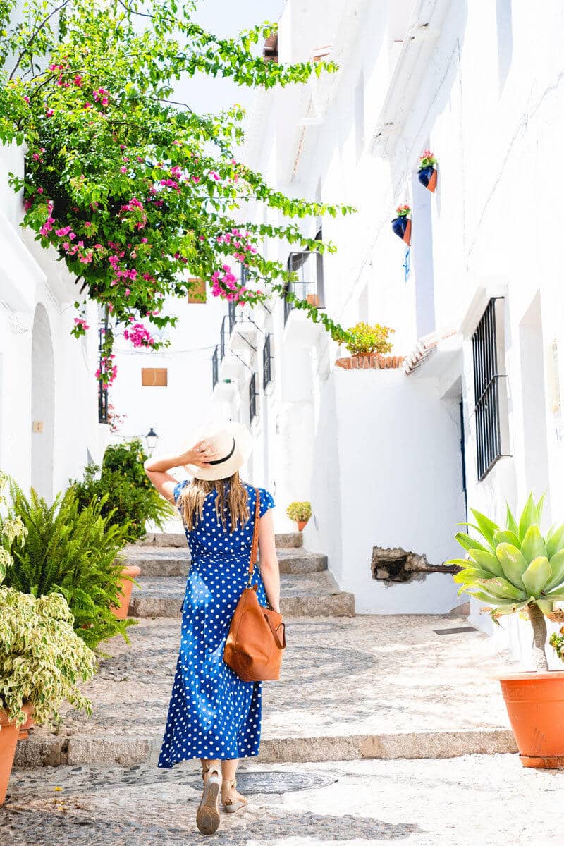 Spain travel | Frigiliana Spain | Woman in Spain | Blue dress