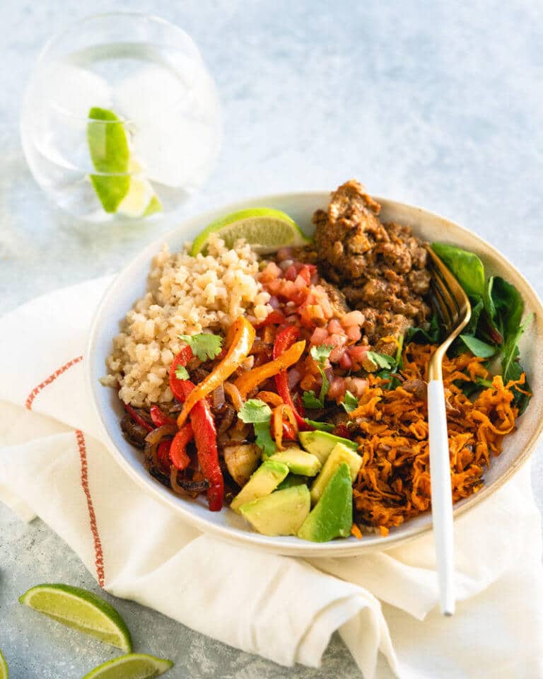 Vegetarian Burrito Bowl with Cauliflower Rice A Couple Cooks