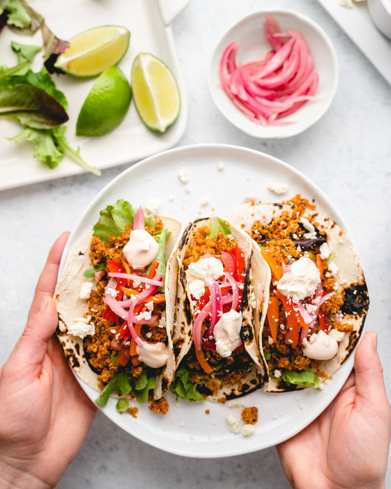 Tacos au Quinoa chargés | Remplissage de tacos au quinoa | Recette de tacos végétariens