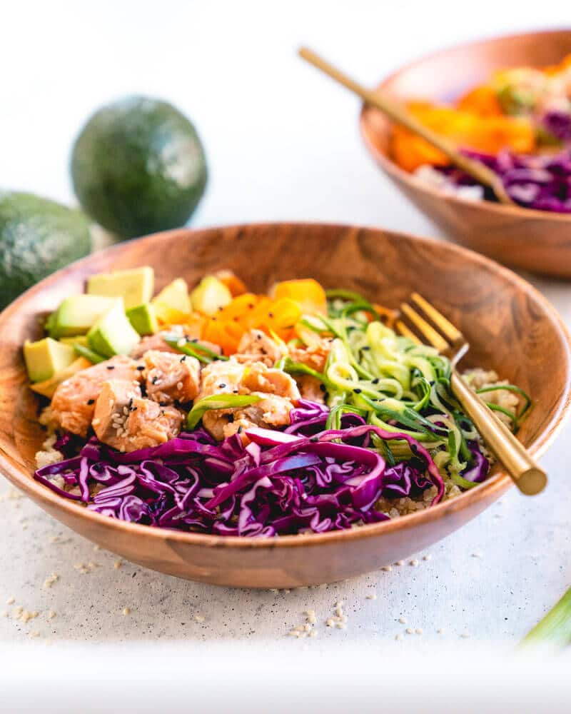 Seared salmon poke bowl