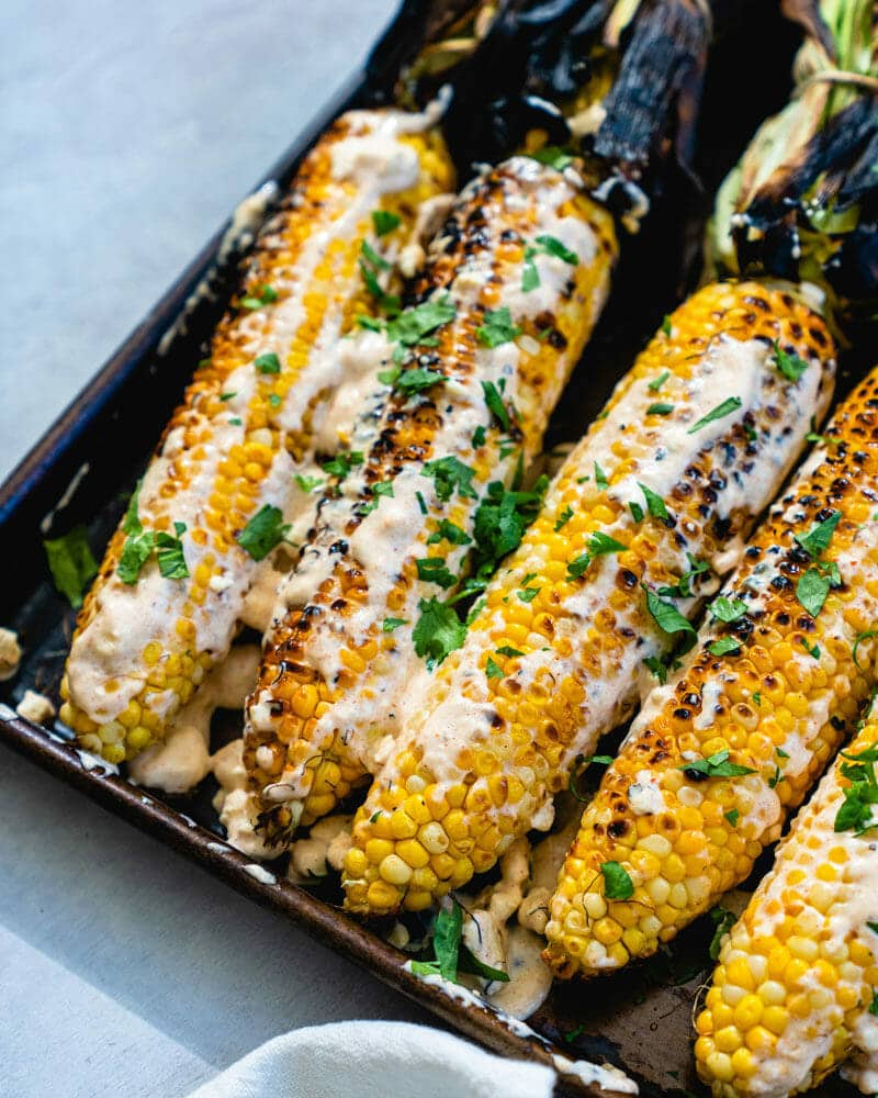 Mexican grilled corn with mayo