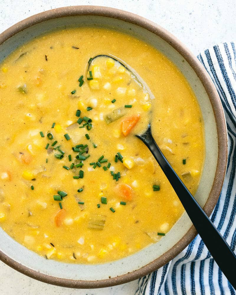 Corn chowder | Vegetarian corn chowder