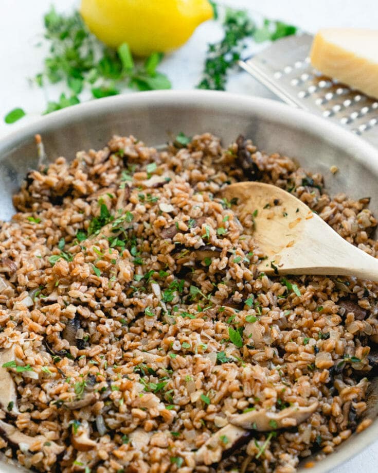 Farro with Mushrooms & Parmesan & Fresh Herbs A Couple Cooks