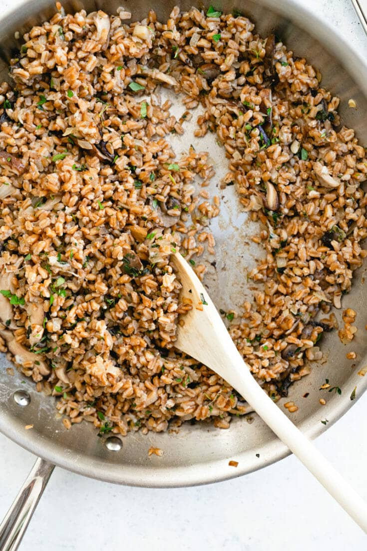 Farro with Mushrooms & Parmesan & Fresh Herbs A Couple Cooks