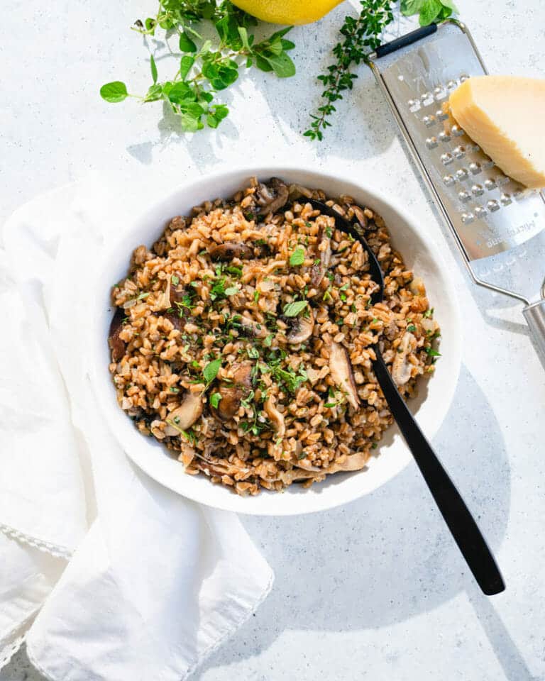 Farro with Mushrooms & Parmesan & Fresh Herbs A Couple Cooks