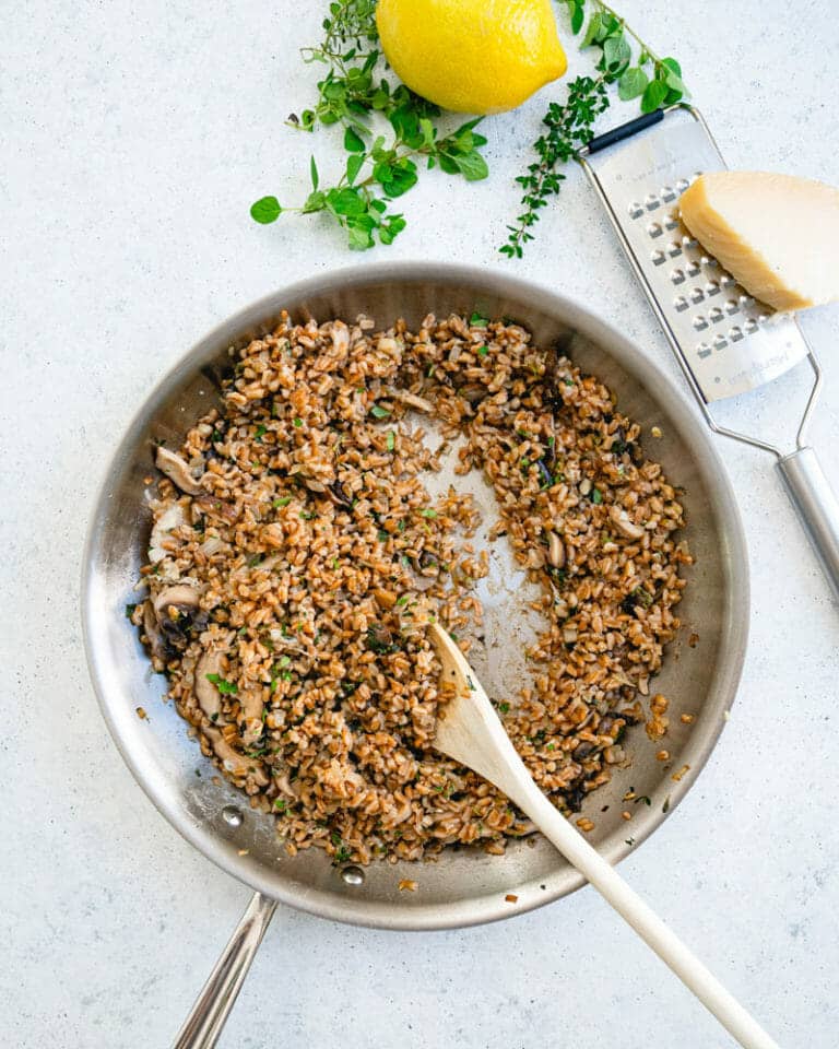 Farro with Mushrooms & Parmesan & Fresh Herbs A Couple Cooks