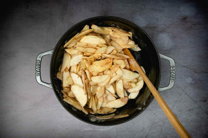 Cooking the apple filling