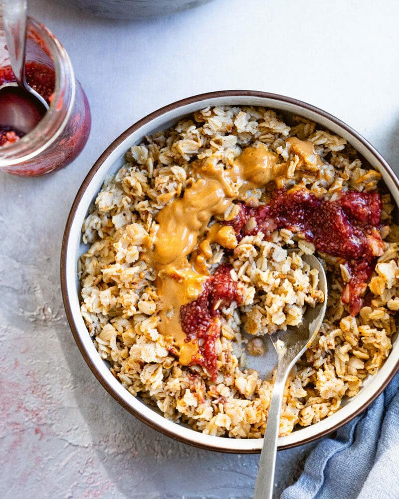 PB&J oatmeal toppings