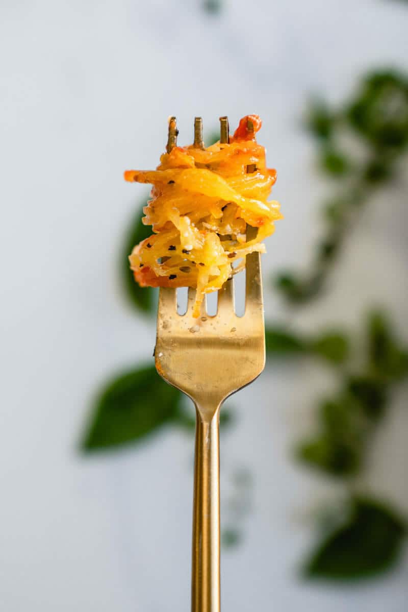 Spaghetti squash on fork