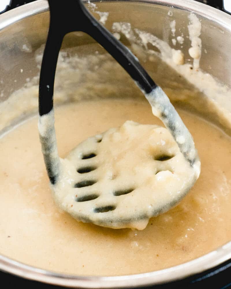 Mashing potato soup