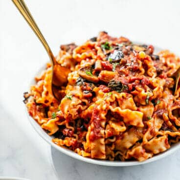 Mafaldine pasta with eggplant