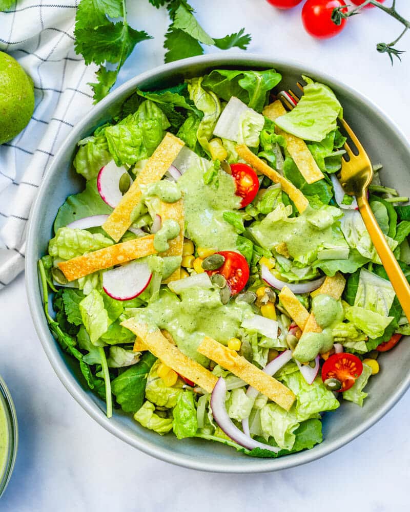 Mexican salad with cilantro lime dressing