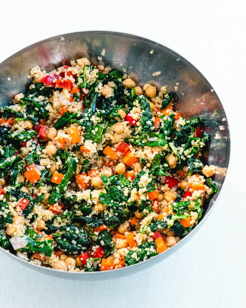 Healthy lunch idea kale quinoa salad