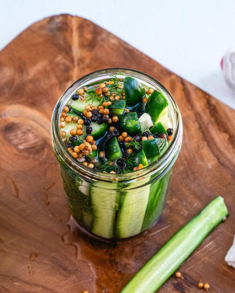 Jar of garlic pickles