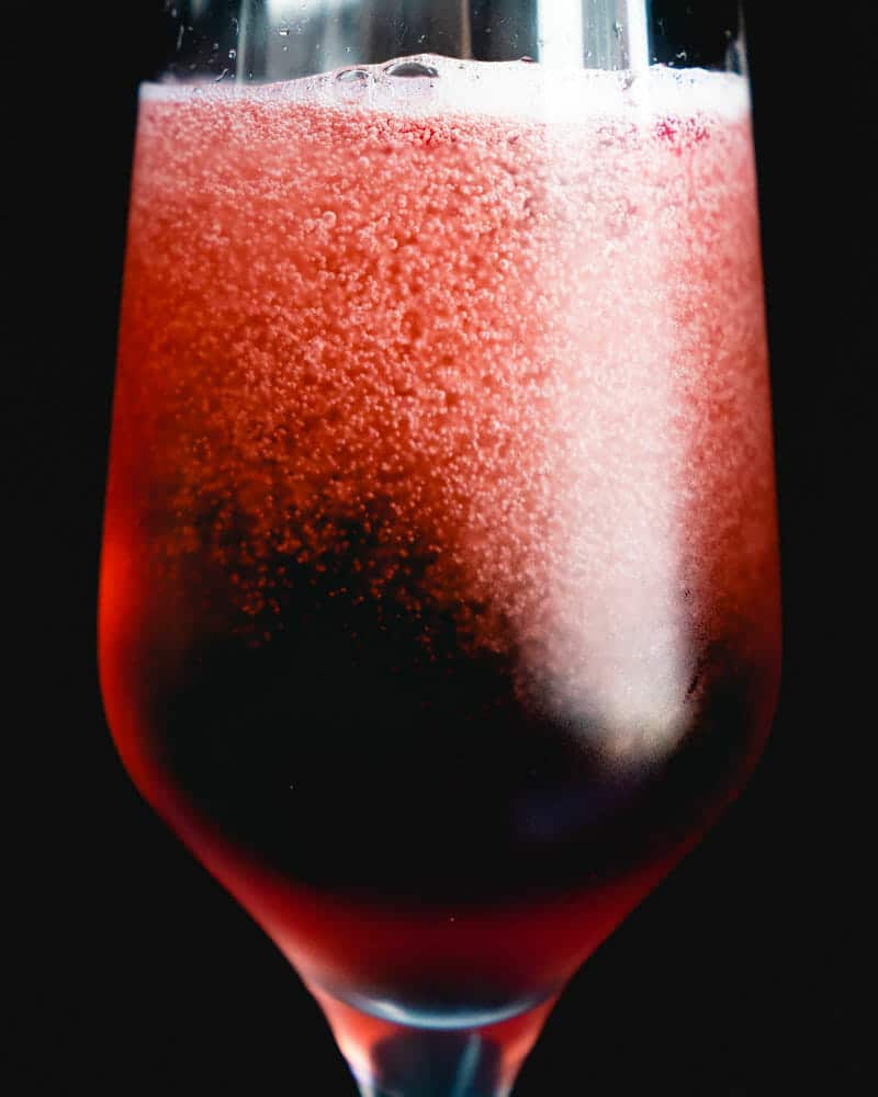 Chambord and champagne cocktail