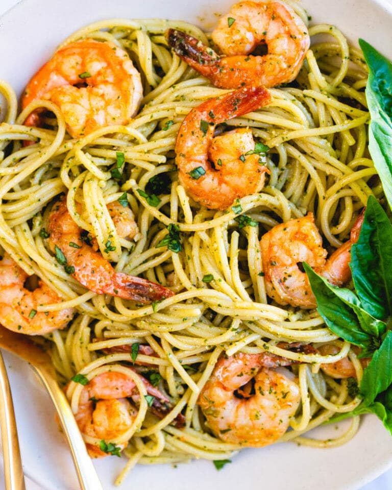 Shrimp Pesto Pasta – A Couple Cooks