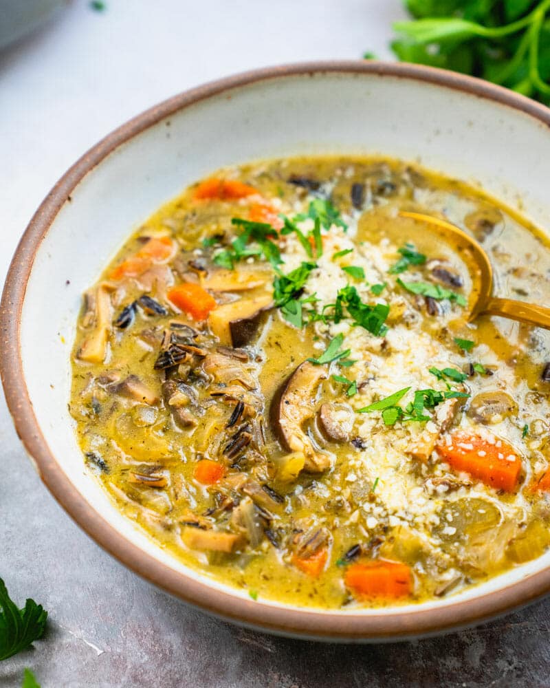 Wild rice and mushroom soup