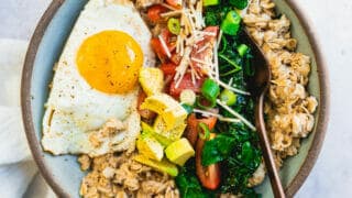 Savory Oatmeal Bowl with Cabbage and Green Peas Stir Fry Recipe — photo 3