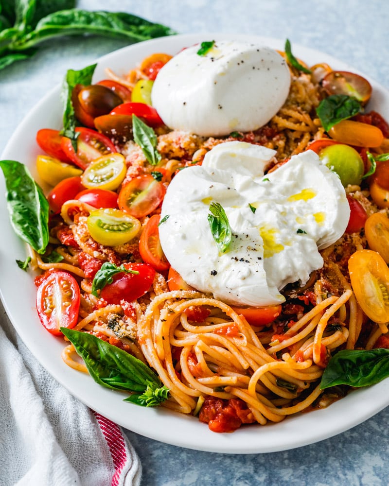 Quick 'Nduja Pasta with Burrata - Dished by Kate