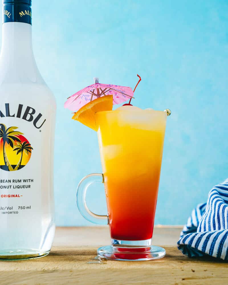 Malibu Sunset Cocktail Mixed Drink Recipe - Homemade Food Junkie