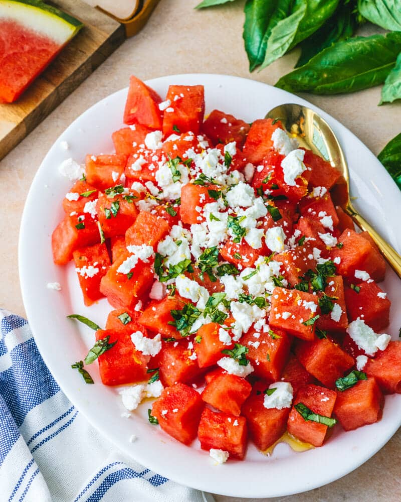 Watermelon feta mint salad