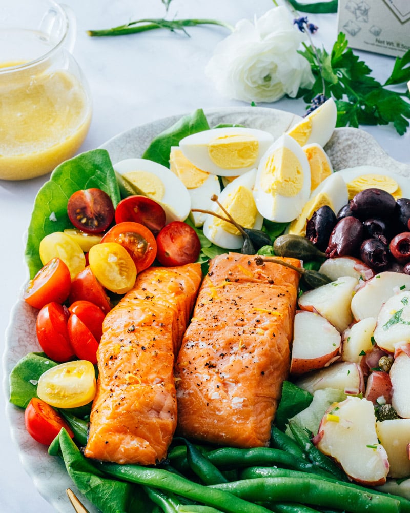 Salmon Nicoise salad