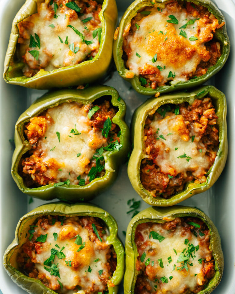 Stuffed green peppers a couple cooks