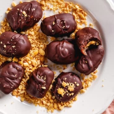 Date Snickers on a plate