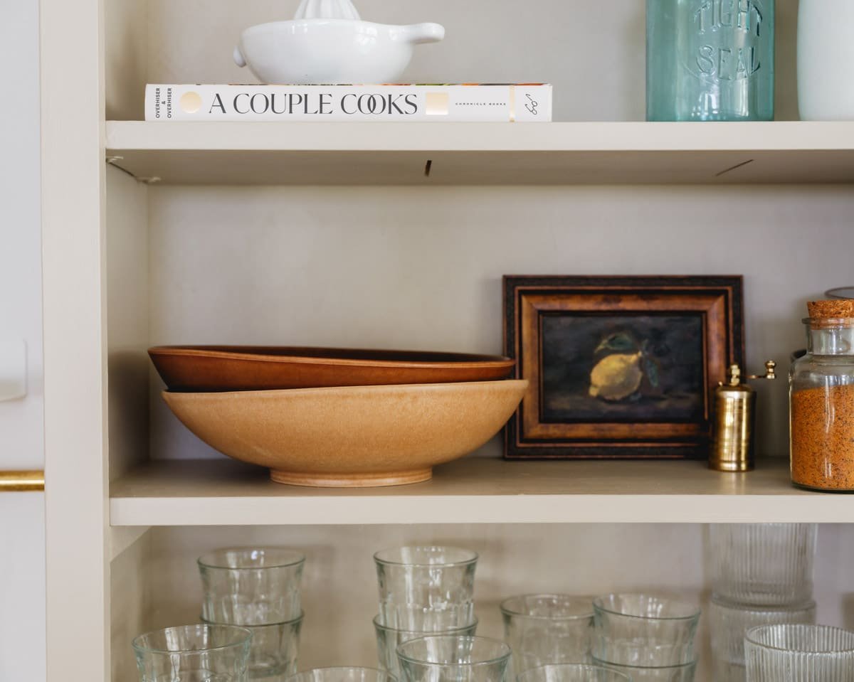 Open shelving with bowls