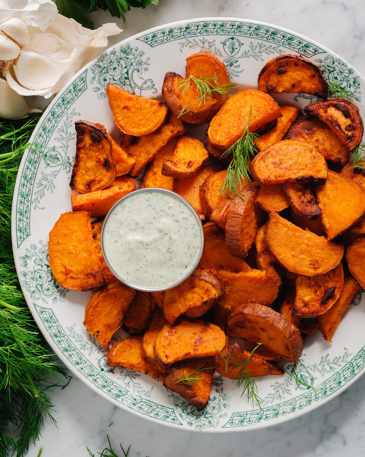 Sweet potatoes with dip