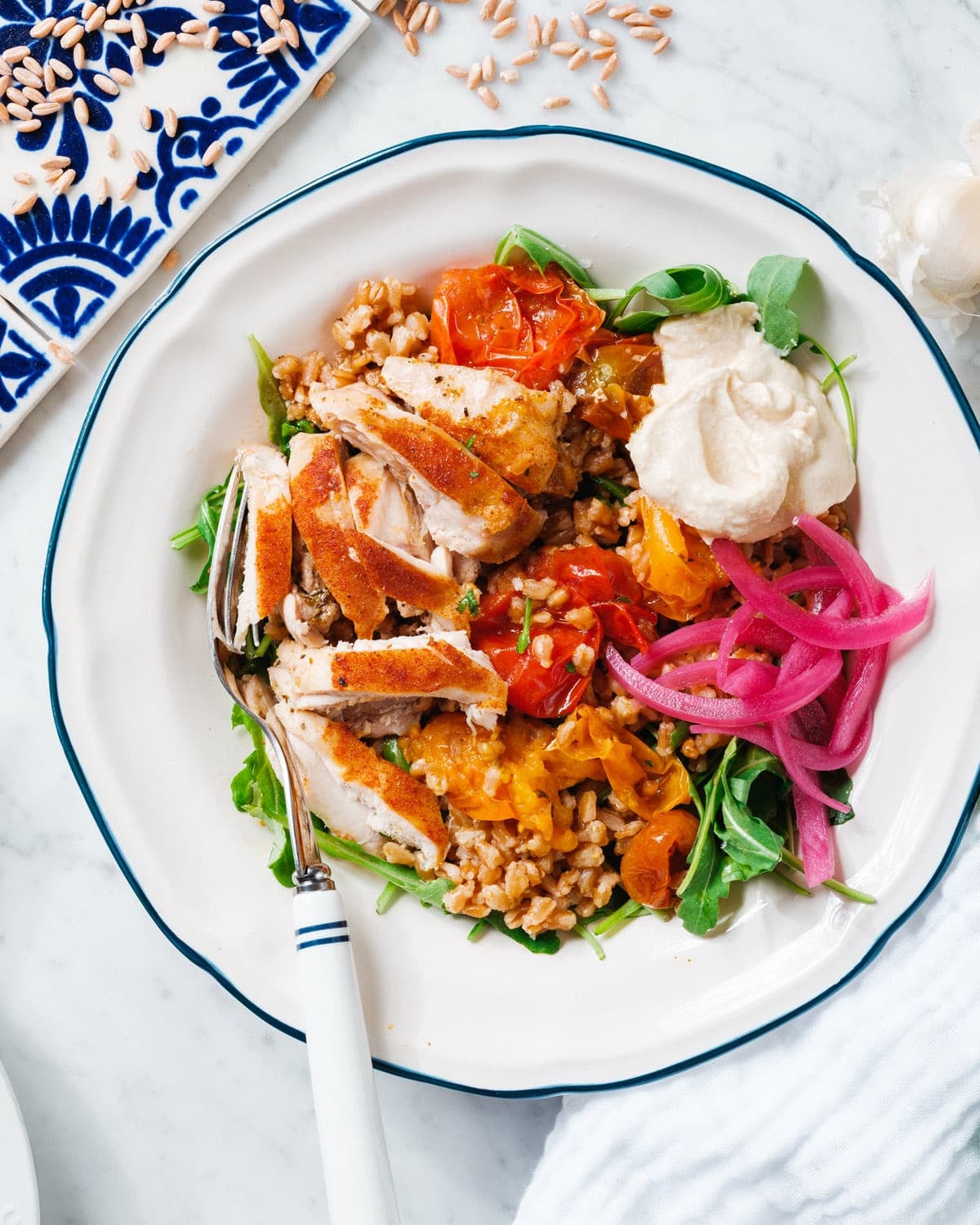 Chicken farro bake