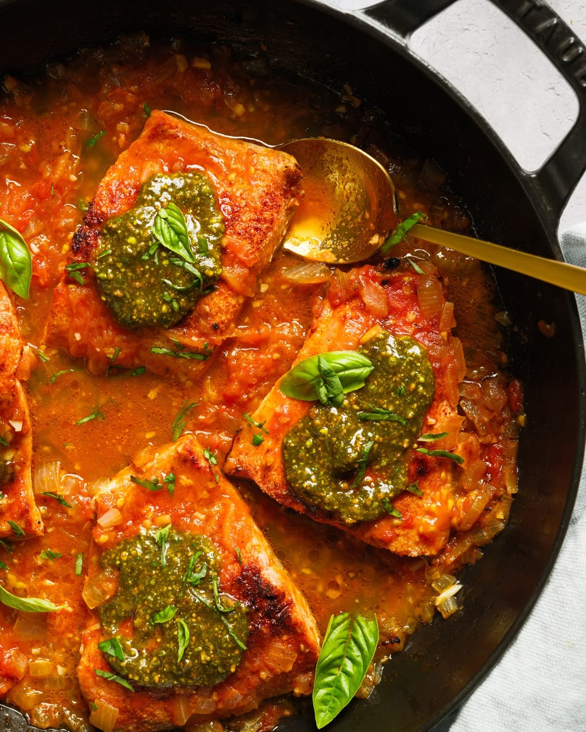Skillet Pesto Salmon