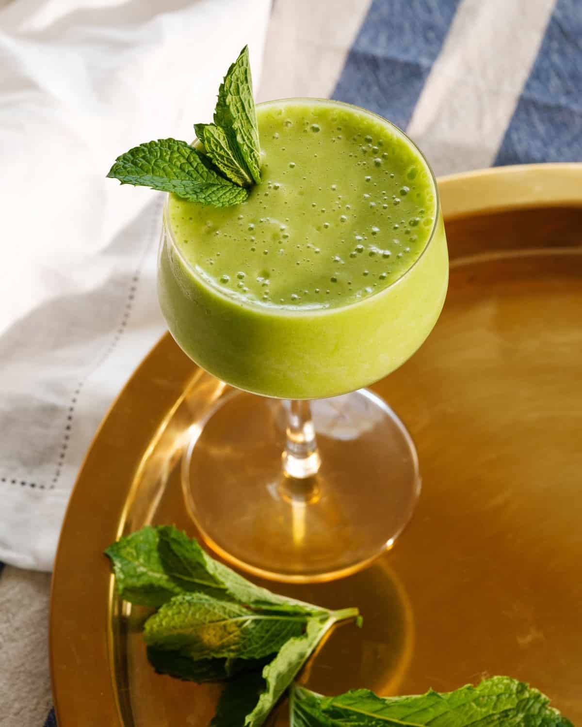 Pineapple mint slushie in glass