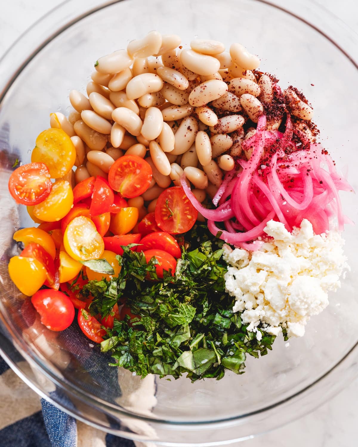 Cannellini Bean Salad Ingredients in Bowl