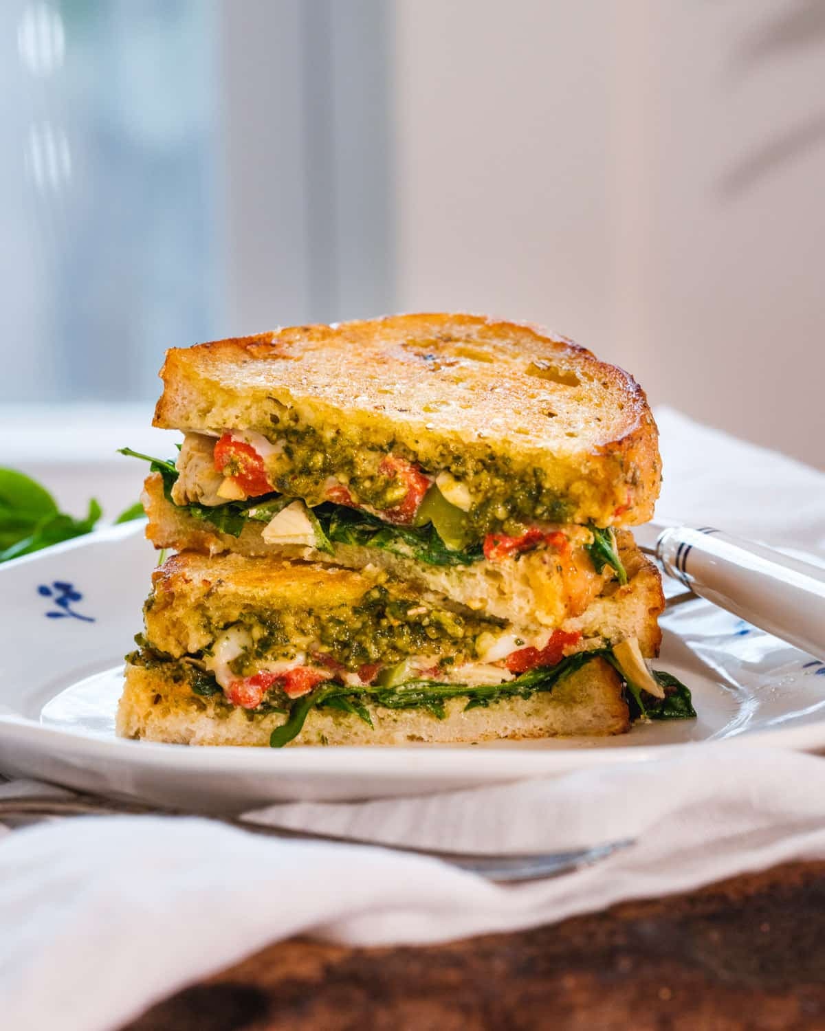 Pesto Sandwich on a plate