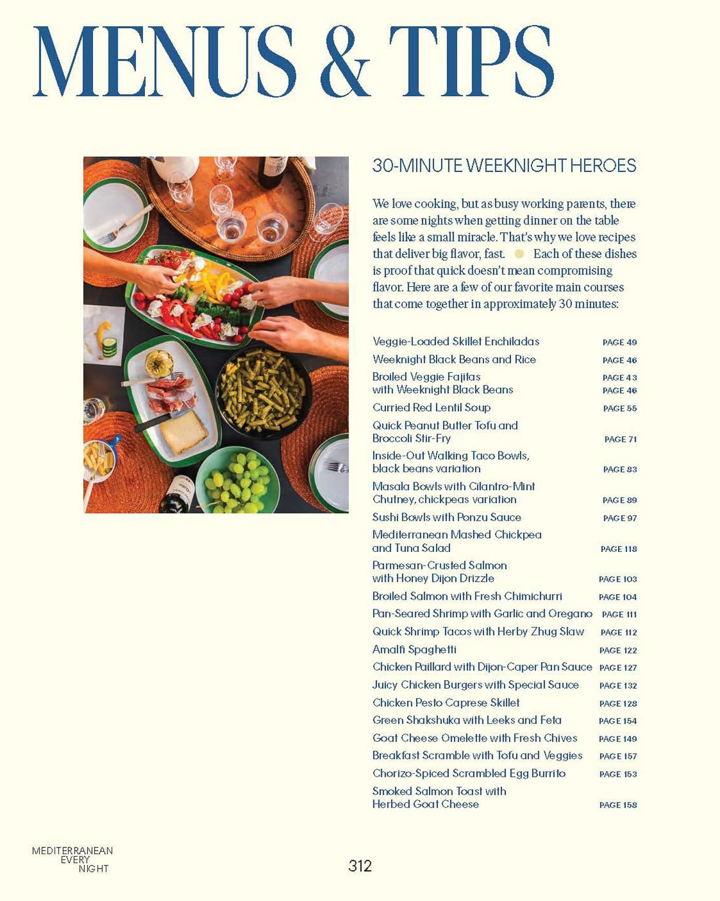 Weekly menu and meal prep planning pages from Mediterranean Every Night