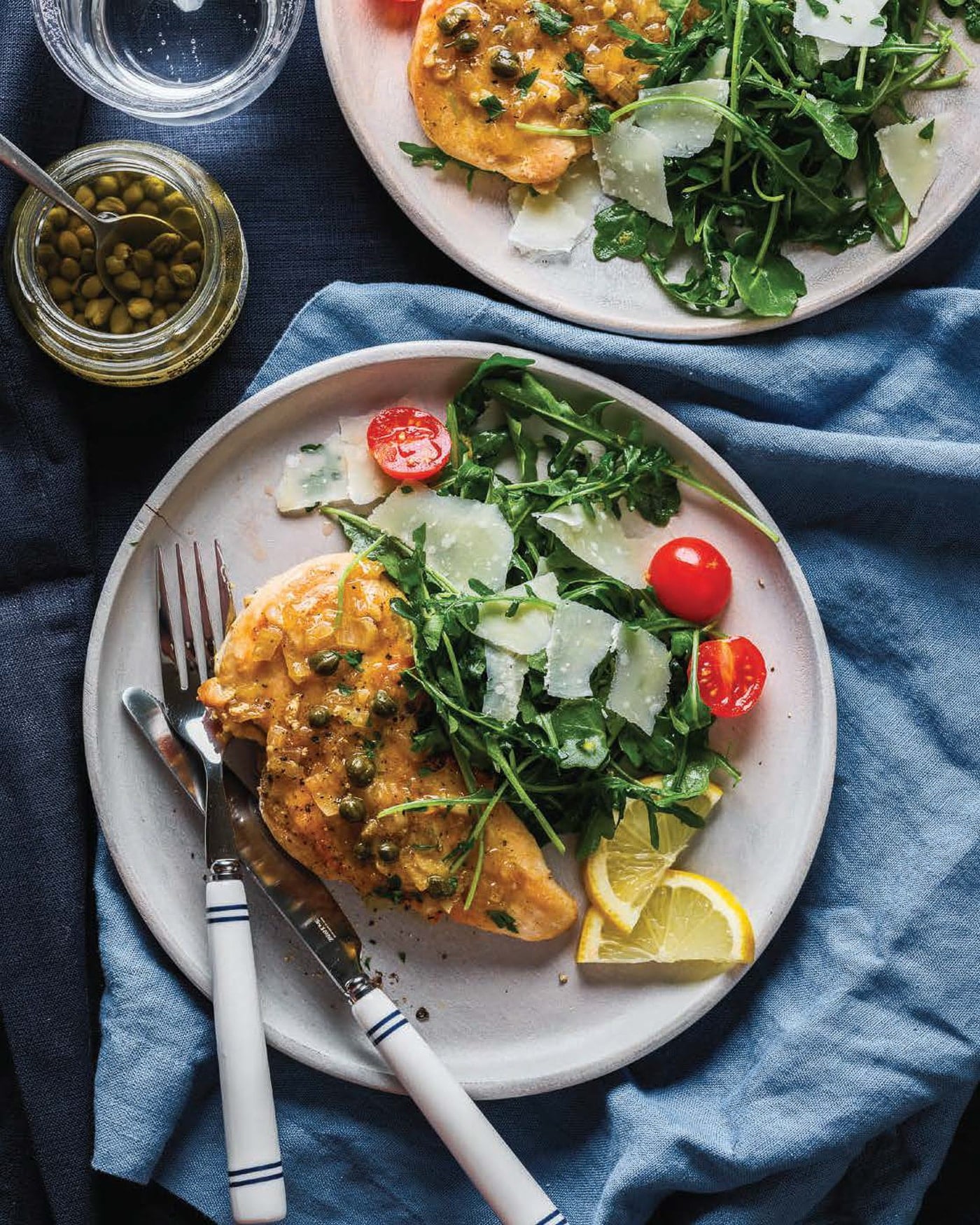 Chicken paillard with Dijon-caper pan sauce from Mediterranean Every Night