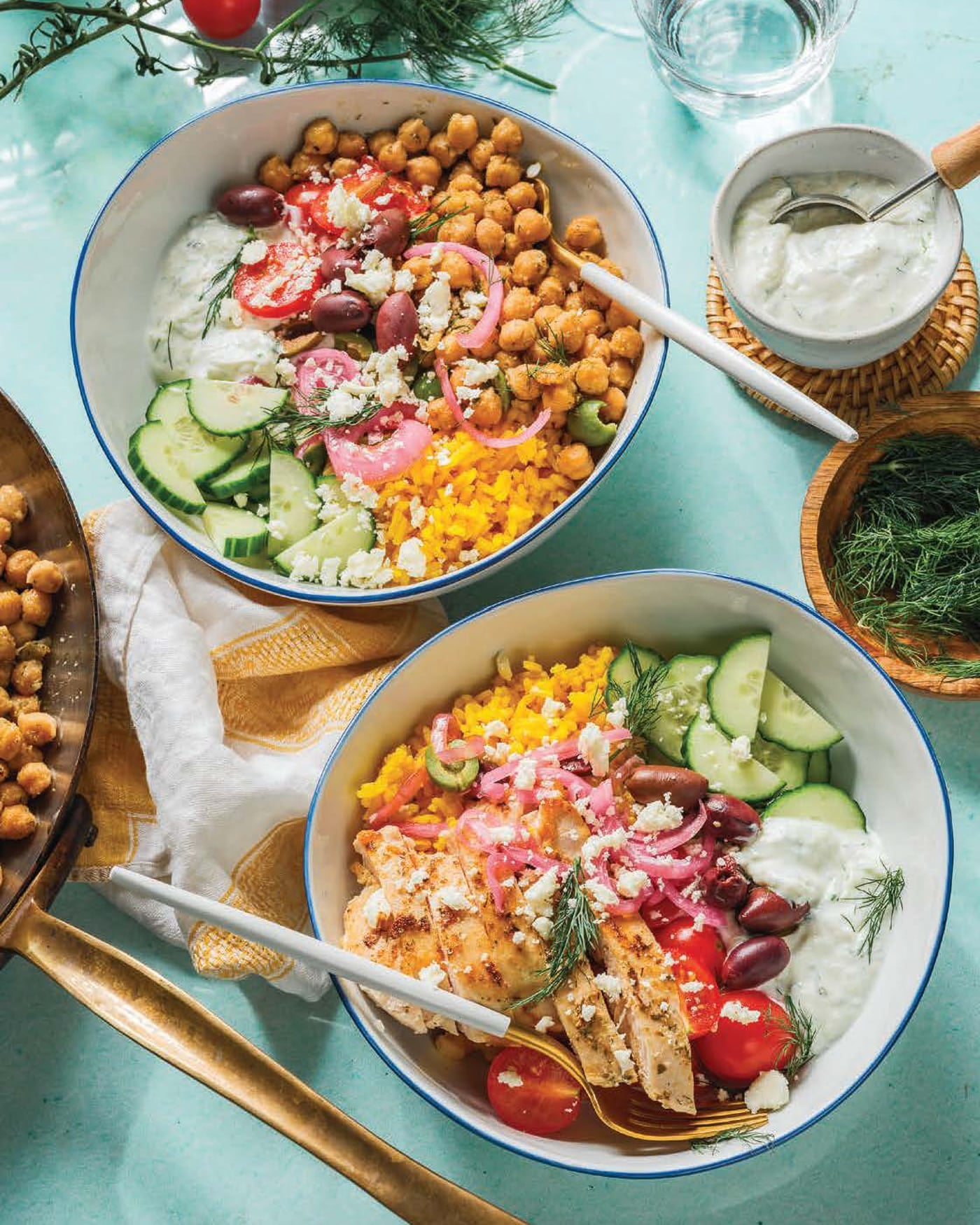 Flexible mix-and-match bowl meals spread from Mediterranean Every Night
