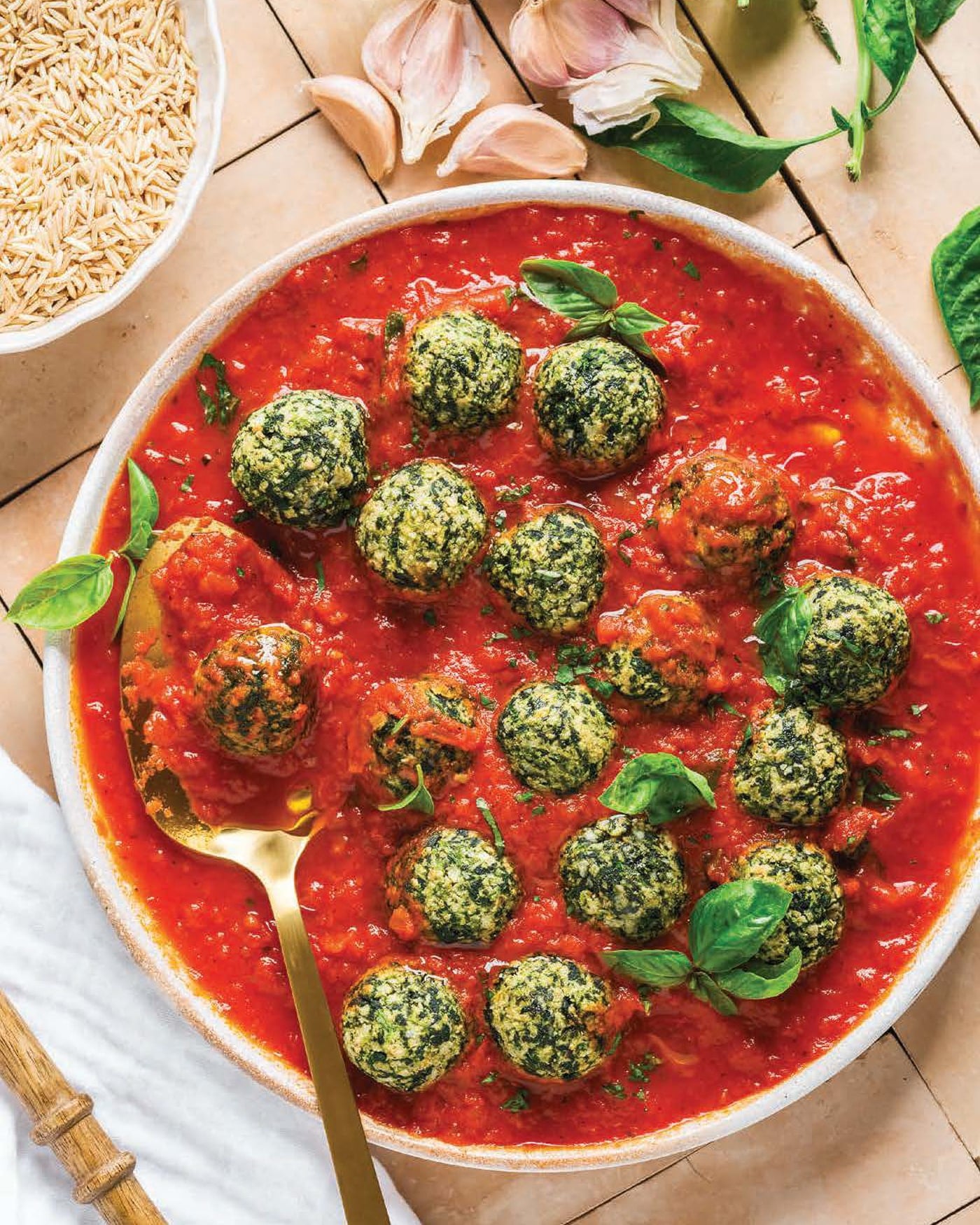 Spinach-feta vegetarian meatballs from Mediterranean Every Night