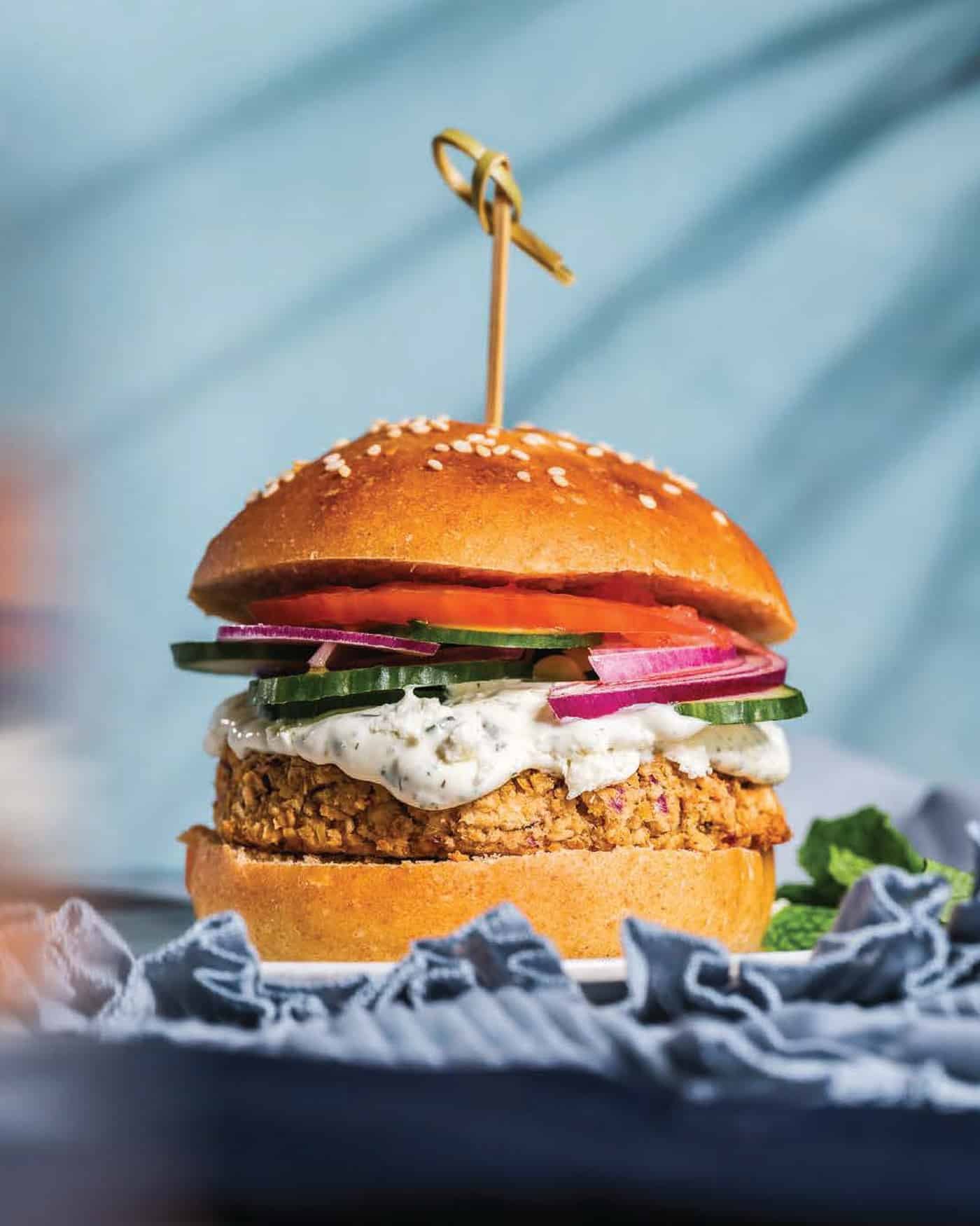Mediterranean chickpea burger from Mediterranean Every Night